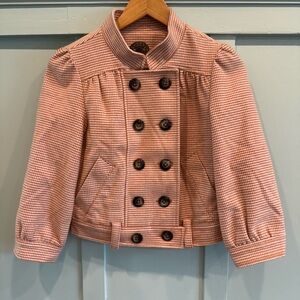 💫 Anthropologie IDRA “Earhart” Houndstooth Bomber Jacket — Creamsicle Dream 🍊
